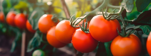 Heerlijke rijpe tomaten in een pittoreske tuin generatieve ai