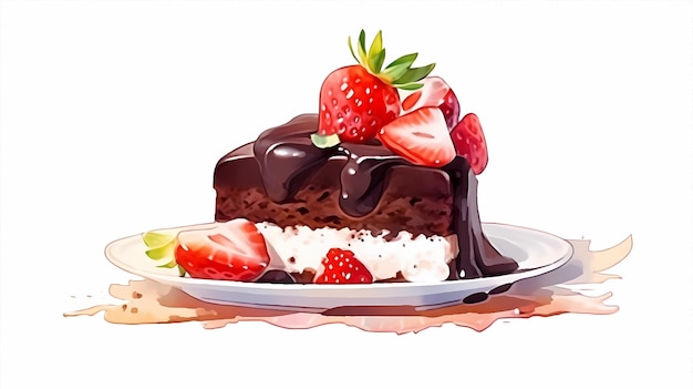 heerlijke romige chocolade fruitcake illustratie