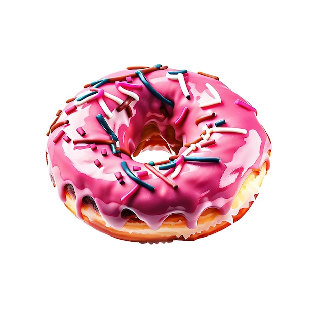 Heerlijke roze donut met sprinkles op een witte achtergrond