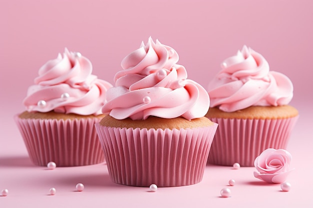 Heerlijke roze room op cupcakes.