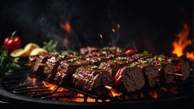 Foto heerlijke rundvlees kebab op de kachel