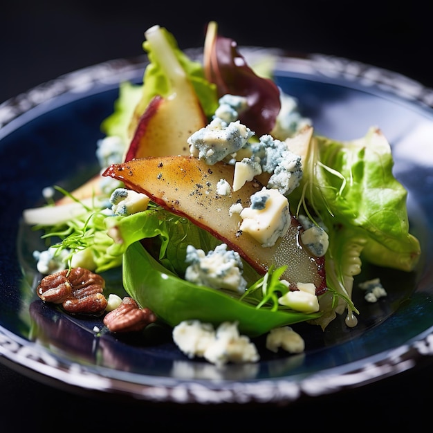 Heerlijke salade met fruit en kaas.