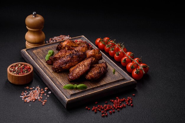 Heerlijke sappige kippenvleugels gebakken op de grill met gezouten specerijen en kruiden