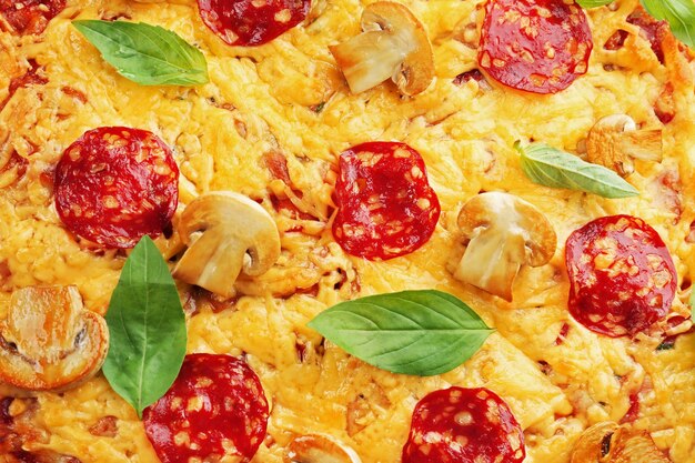 Heerlijke smakelijke pizza close-up