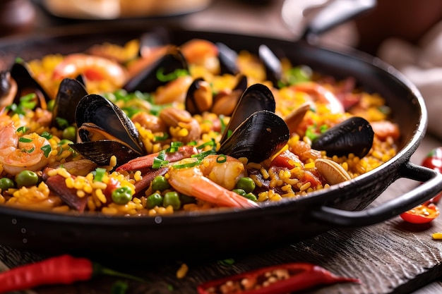 Heerlijke Spaanse paella met accent op mosselen en garnalen