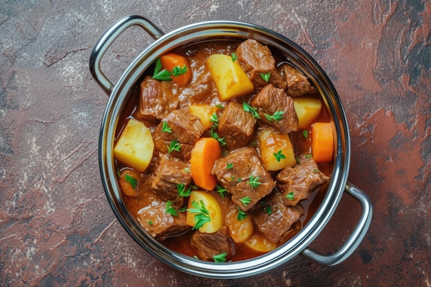 Heerlijke stoofpot met aardappelen en wortels.