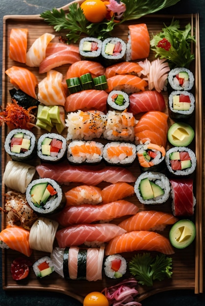 heerlijke sushi op houten plaat