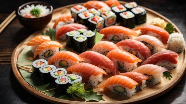 heerlijke sushi op houten plaat