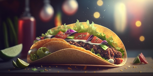 heerlijke taco op onscherpe achtergrond