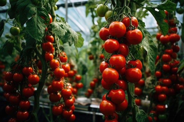 Heerlijke tomatenparadijs Stap in een paradijs van heerlijke tomaten de kas die de kunst van het kweken van deze sappige lekkernijen toont