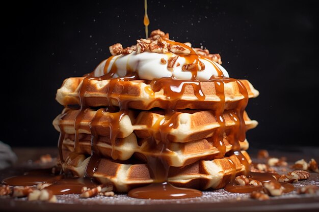 heerlijke traditionele wafel met topping