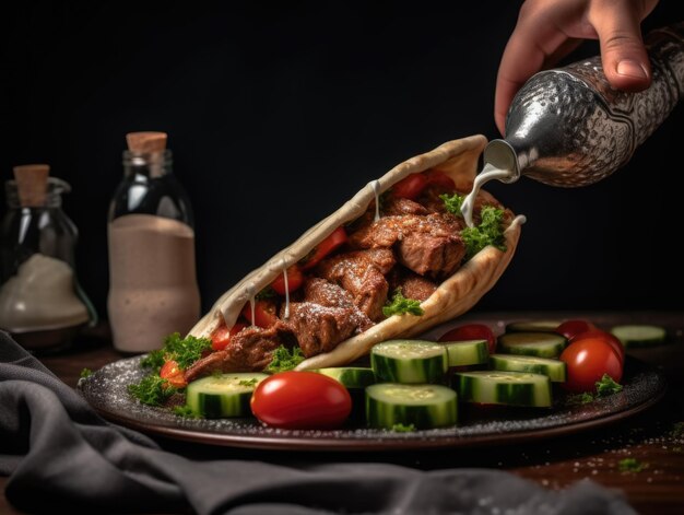 Heerlijke Turkse Kebab met verse groenten Generatieve AI