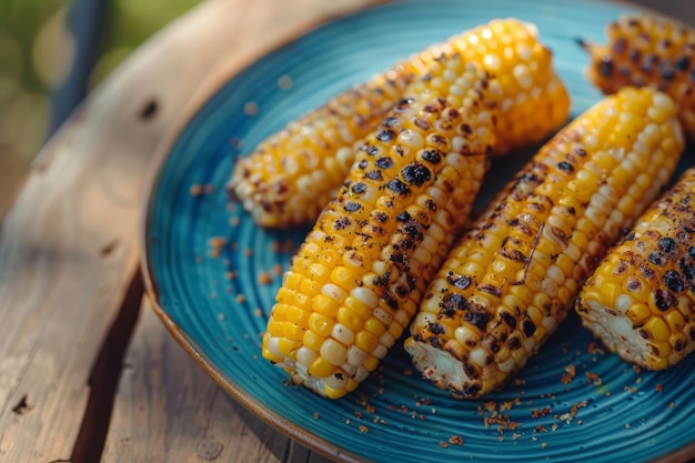 Heerlijke verse gouden gegrilde maïs op de kolf Generatieve AI