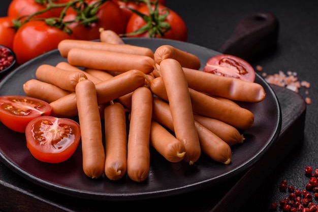 Heerlijke verse kleine vegetarische worstjes met zout, specerijen en kruiden.