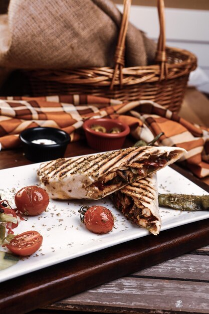 heerlijke vlees durum, Turkse kebap, sandwich wrap