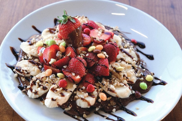 Heerlijke wafel met chocoladesaus