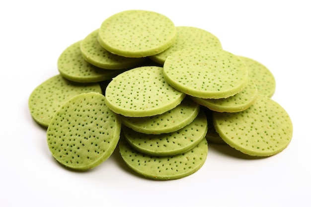 Heerlijke wasabi crackers geïsoleerd op een witte achtergrond