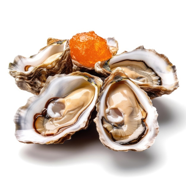 Heerlijke zeevruchten oesters geïsoleerd op een witte achtergrond