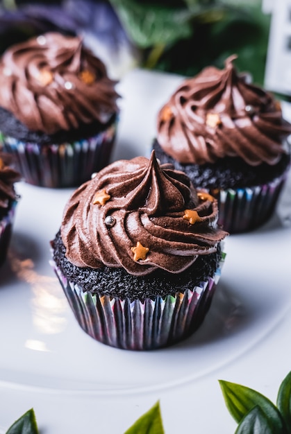 Heerlijke zelfgemaakte chocolade muffin cupcake.