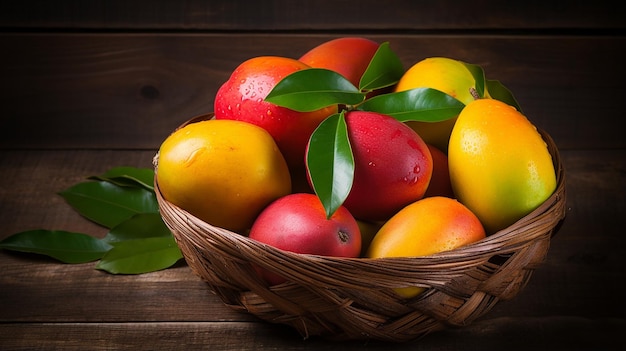 Heerlijke zoete mango's op houten