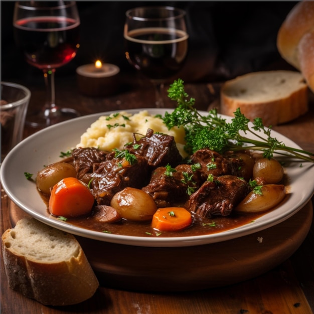 Heet Heerlijk Rundvlees Bourguignon Vlees Stew Jus