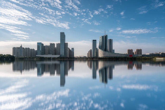 Hefei City, provincie Anhui Swan Lake Financieel zakencentrum Gebouwlandschap