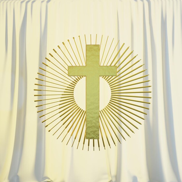 Foto heilig kruis met gordijn op bruine achtergrond