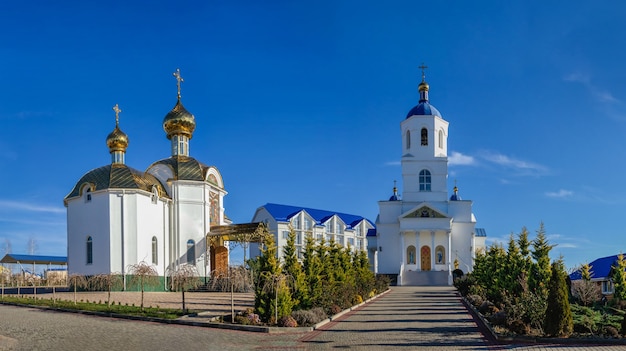 Heilige bescherming Skete van de Heilige Dormition Odessa klooster van het bisdom van Odessa van de Oekraïens-orthodoxe kerk op een zonnige winterdag