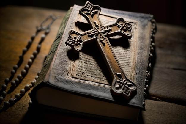 Heilige bijbel Een open boek wordt weerspiegeld in de tabel Boek als een symbool van de bijbel Concept lezing christelijke literatuur bidden Religie Jezus Christus Zoon van God oud heilig schrift