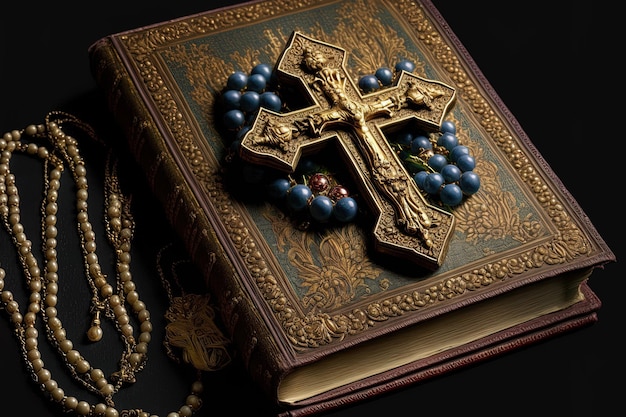 Heilige boekrozentuin en kruis