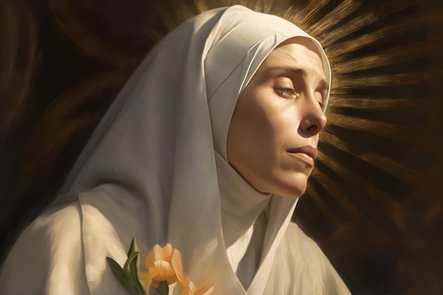 Heilige Catharina van Siena schilderij illustratie Generatieve Ai St Catherine is een beroemde katholieke heilige