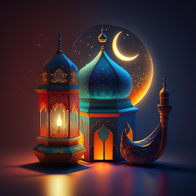 Heilige Ramadan Kareem-maan. Vastenmaand voor moslims. Generatieve AI