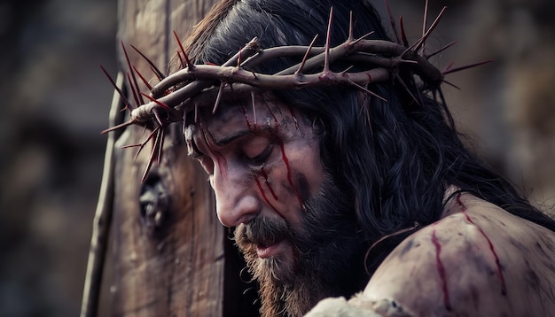 Foto heilige vrijdag weg naar het kruis jezus draagt het kruis op weg naar calvary