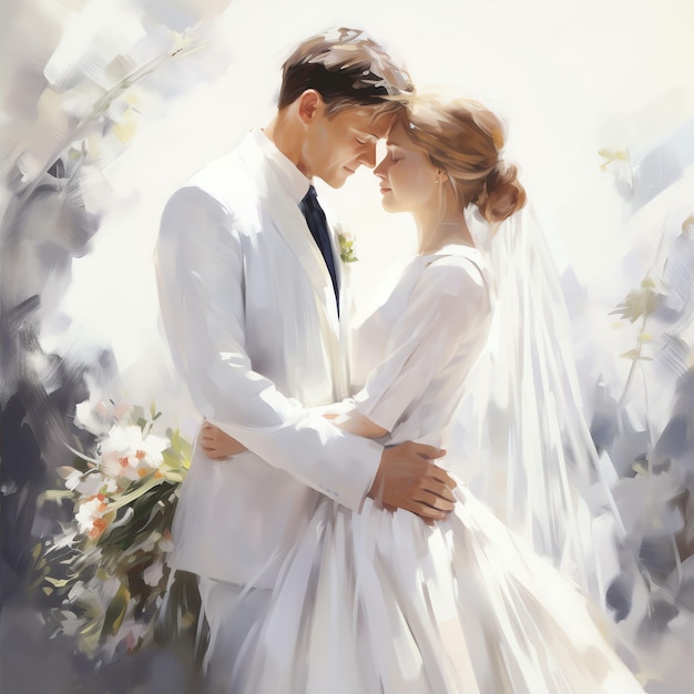 Heilige witte paar bruiloft aquarel illustratie