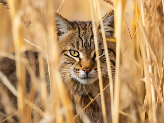 Foto heimelijke kat die stalkt met zijn ogen gefixeerd op prooi