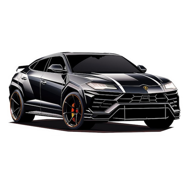 Heimelijke schoonheid zwarte Lamborghini Urus Vector op witte achtergrond