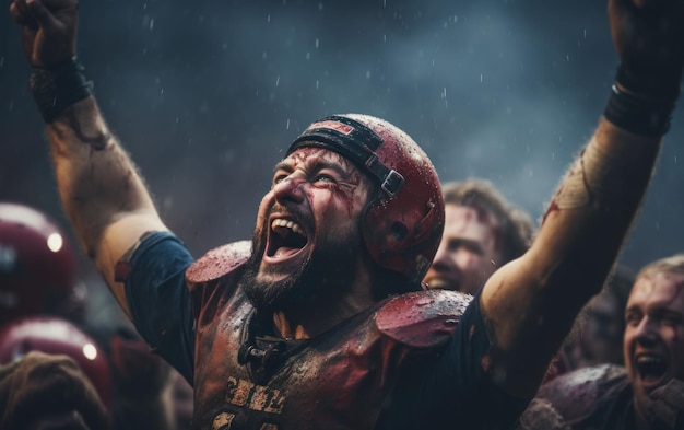 Helden op het veld strijden om het voetbal