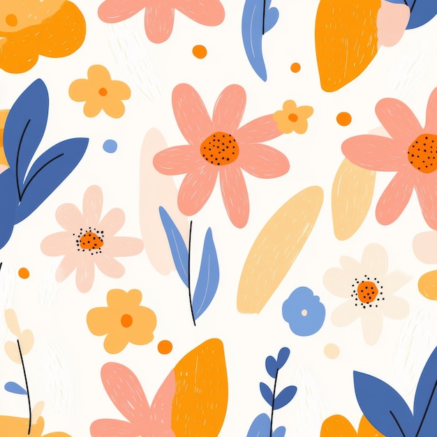 Helder bloemenpatroon met kleurrijke bloemen en bladeren