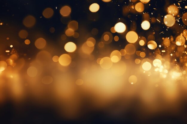 Helder feestelijke achtergrond met gouden bokeh op een donkere achtergrond Nieuwjaar Kerstmis