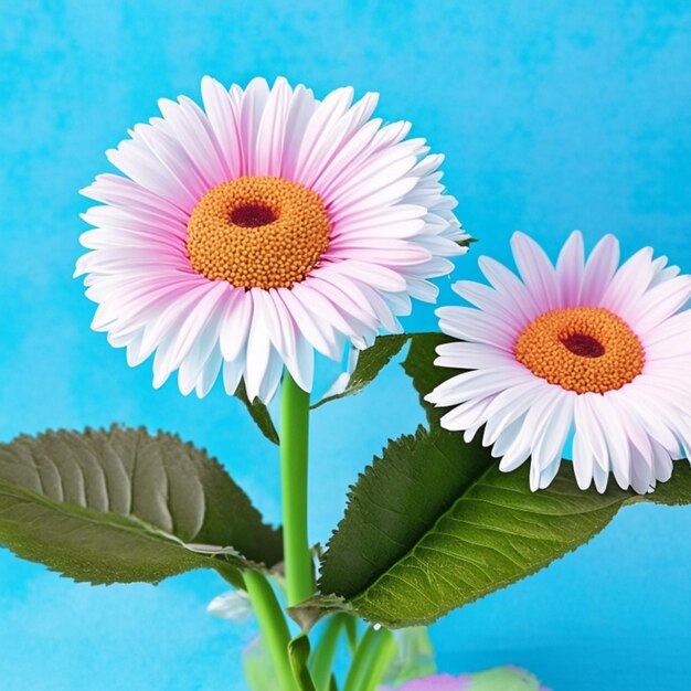 Foto helder gerbera bloemen op een pastelblauw