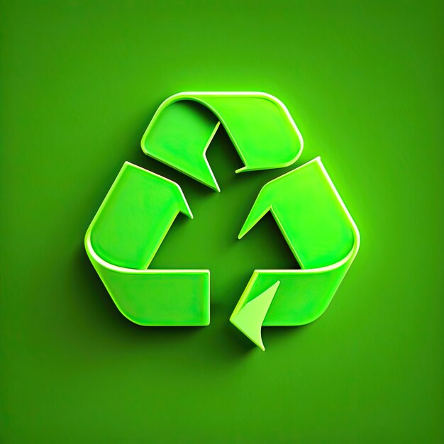 Helder groen recyclingsymbool op groen