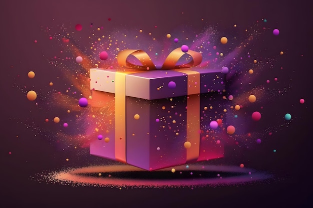 Helder kerstcadeau met een scheutje confetti Neuraal netwerk gegenereerd door AI