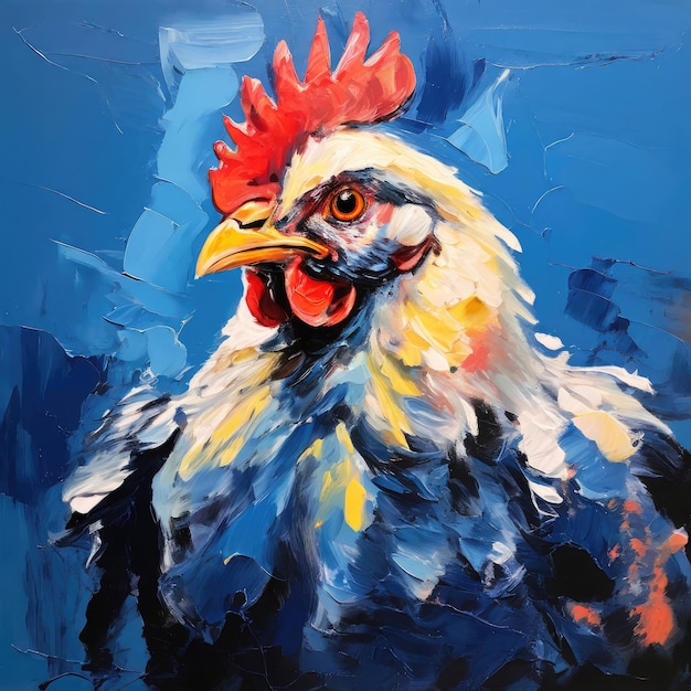 Helder kunst schilderij van een majestueuze haan vogel