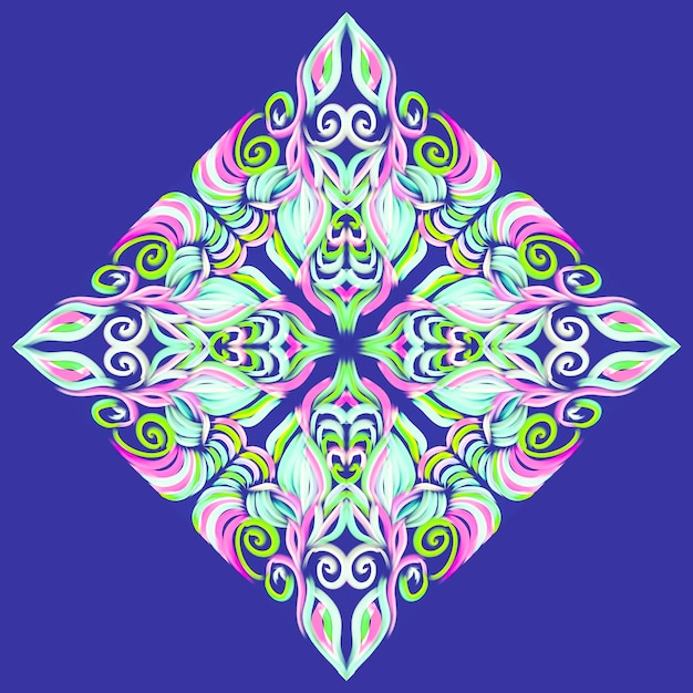 Helder regenboogelement decorblauwe achtergrond symmetrisch ornament voor decoratie feestelijke verpakking geschenken textiel keramiek flyers gedrukte producten Aziatische motieven
