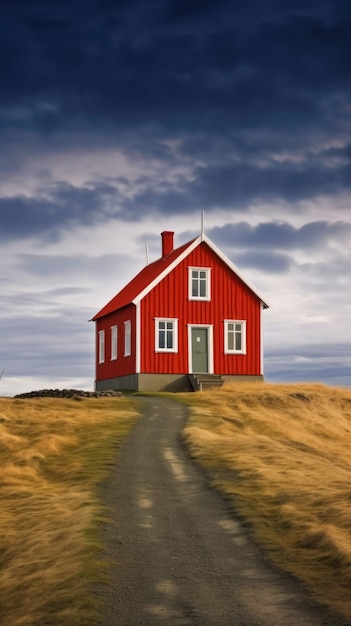 Helder rood huis in IJsland