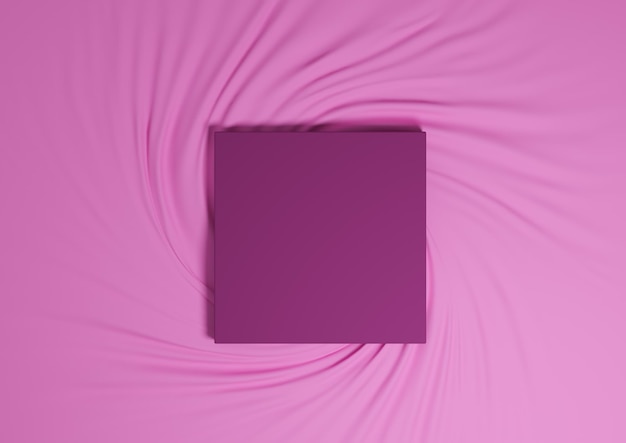 Helder roze 3D rendering minimaal product podium bovenaanzicht plat lag textiel achtergrond stand