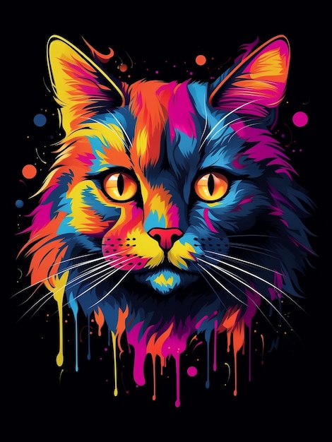 Helder t-shirtontwerp met een kat