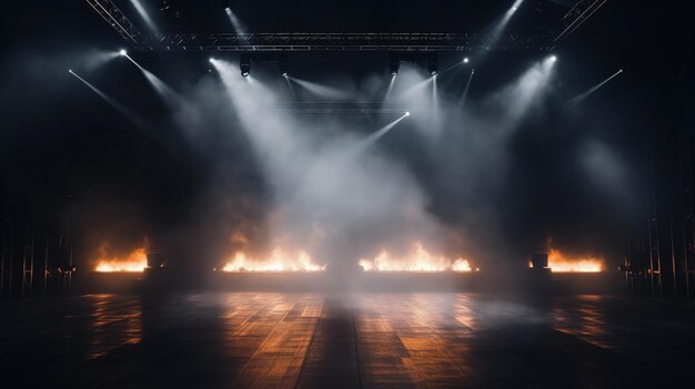 Helder verlichte podium met talrijke lichten