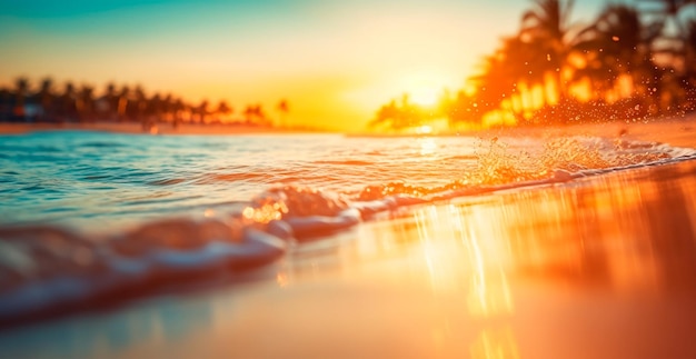 Helder zonnig strandvakantie concept op zee oceaantoerisme AI gegenereerd beeld