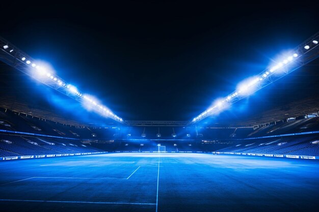 Foto helderblauwe stadion arena verlichting schijnwerper